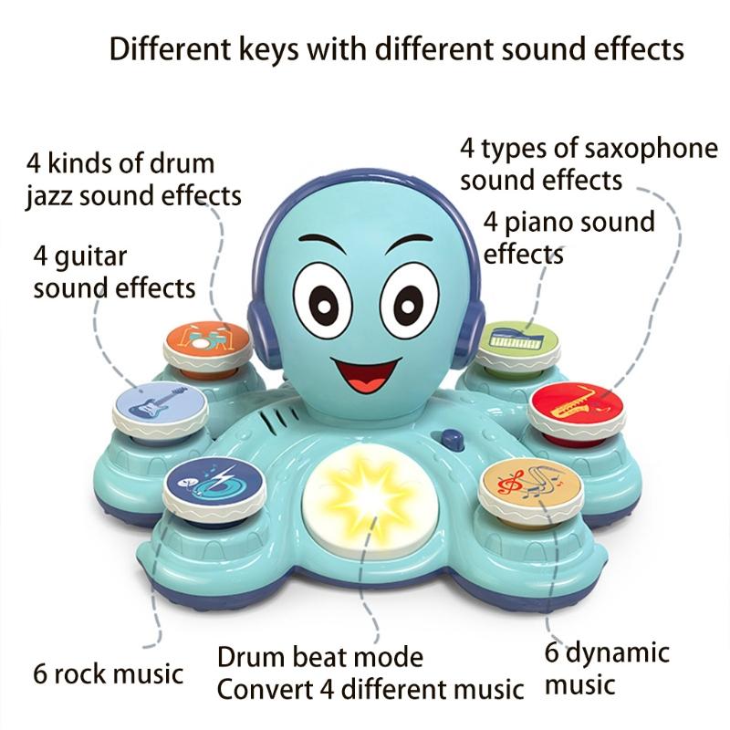Children’s Sound Toy Electric 3-in-1 Multifunctional Baby Drum Pounding Toy with 28 Music & Light Kids Educational Toy