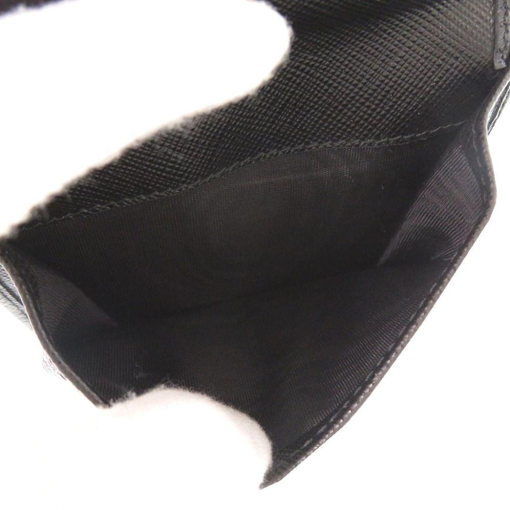 Used Like New Prada Triangle Logo Nylon Saffiano Leather Black Bi-fold Wallet Black 1741 PRADA