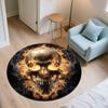 Flaming Skull,Round Area Rug,Carpet Rug for Living Room Bedroom Sofa Playroom Decor,Non-slip Floor Mat
