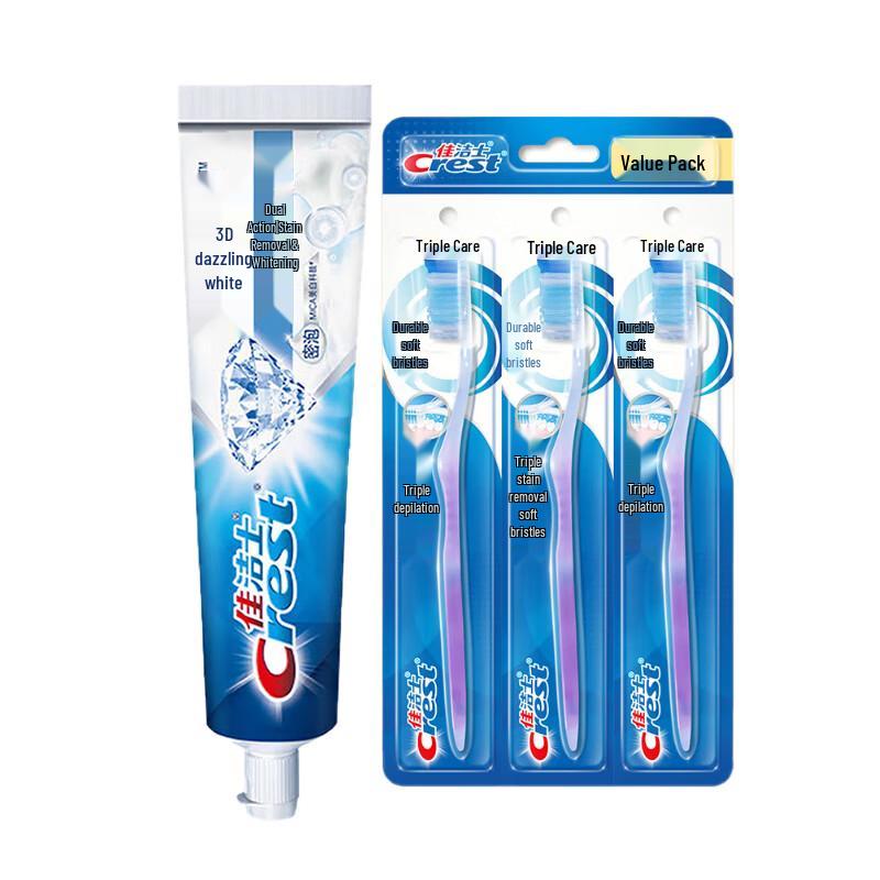 Crest 3D White Toothpaste & Triple Care Toothbrush Combo
