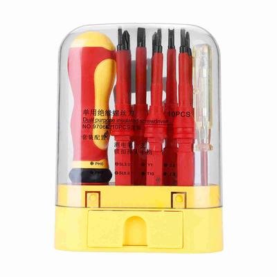 10 in 1 Isolierter CRV Schraubendrehersatz 500V Elektriker-Schraubendreher mit Prüfstift