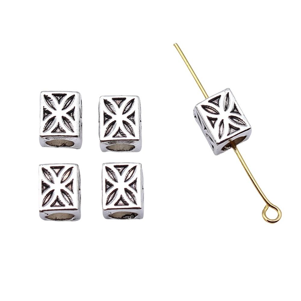 Vintage Floral Pattern Cylinder Beads Antique Style Large Hole Spacers For DIY