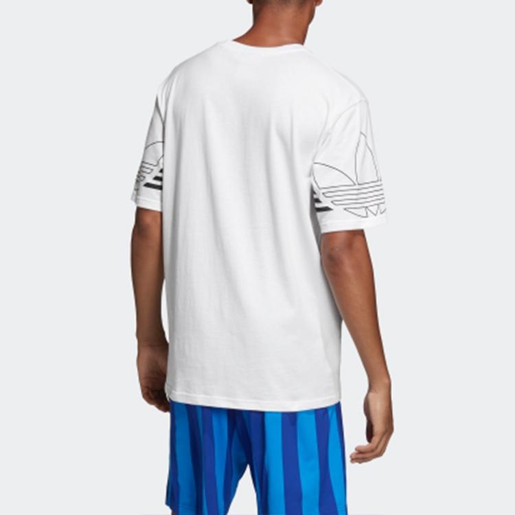adidas Originals Outline Tee Round Neck Short Sleeve White Men's DU8536