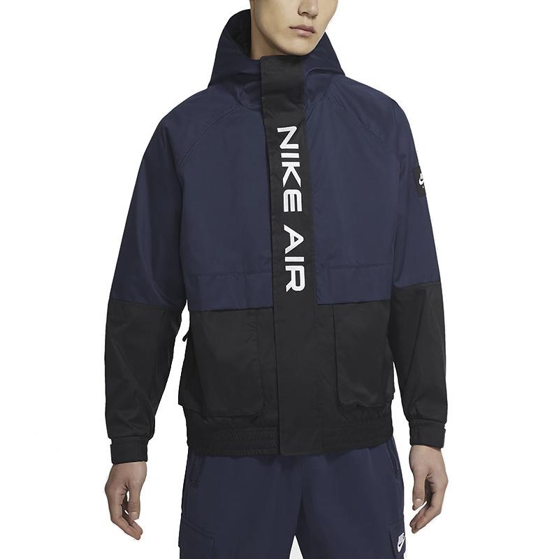Nike Air Spliced Contrast Print Hooded Sports Jacket Men Outerwear Navy-Blue DA0272-410