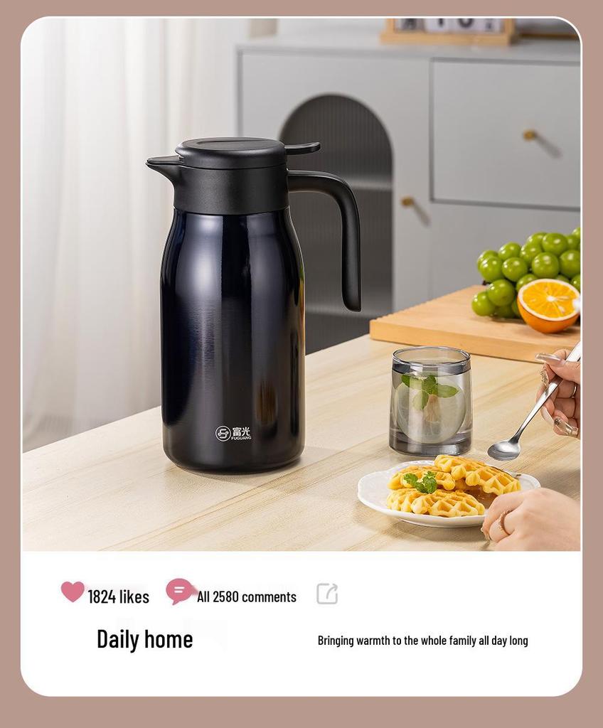 Fuguang Stainless Steel Large Capacity Desktop Thermos Kettle for Home, Office, or Dorm Use. Ideal for Hot Water and Tea Making.