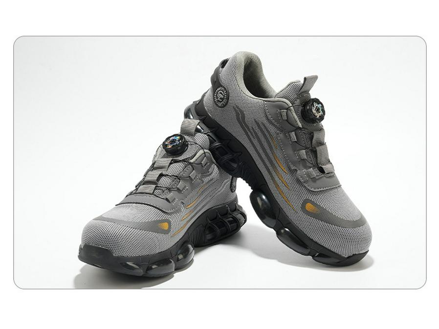 Lace-Free Men's Anti-Smash, Anti-Puncture, Breathable Safety Work Shoes with Rotary Button