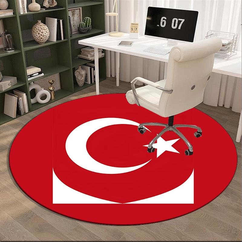 Turkish Football Emblem Round Rug for Livingroom,Bedroom, Palyroom, Chair Rug, Area Rug, Circle Carpet, Fan Christmas Gift