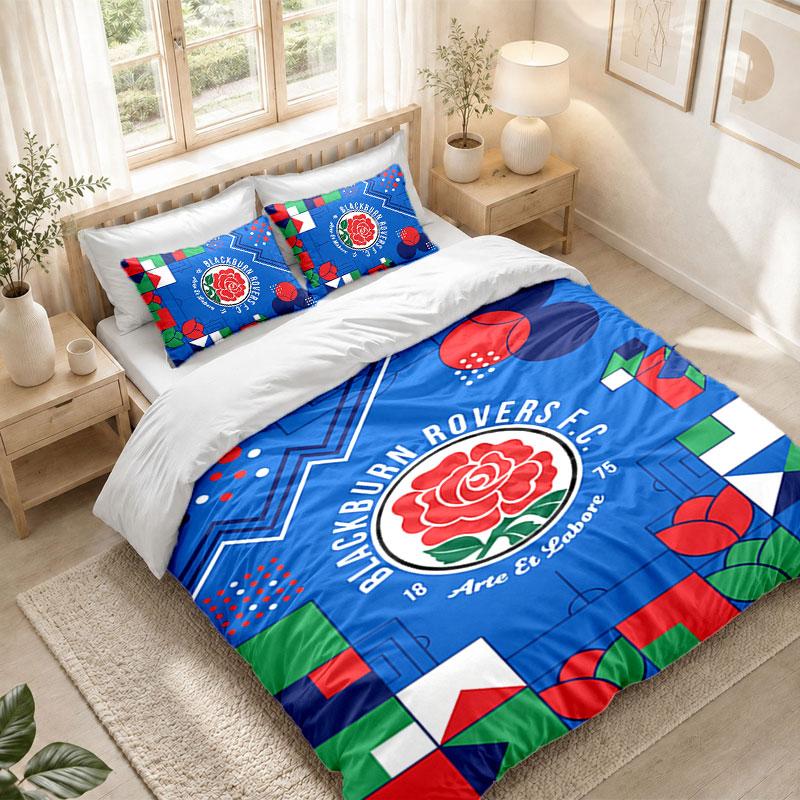 Bedding Set 1 Duvet Cover 2 Pillowcases Blackburn Rovers Football Print Bedroom Home Decoration