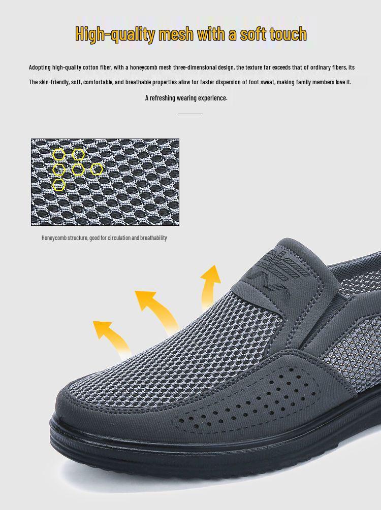 2025 Men's Summer Breathable Mesh Old Beijing Cloth Shoes with Polyurethane Soft Non-slip Sole