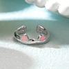 Pink Cute Cat Ear Ring For Women Cats Paw Embrace Tightly Opening Finger Rings Girl Ladies Party Birthday Jewelry Accessories