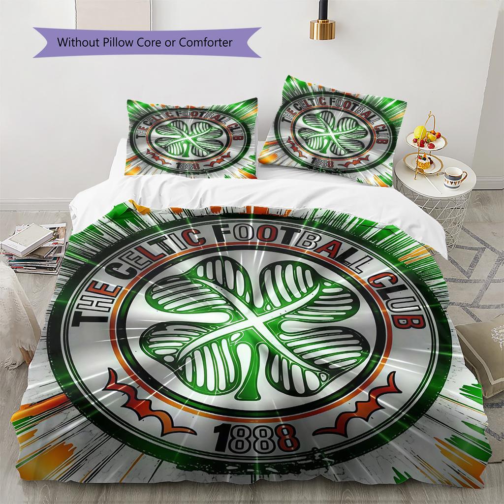 Celtic Football Club Bedding Quilt Set Quilt Cover Pillowcase Home Decoration Birthday Gift (1 * Duvet Cover + 2 * Pillowcase, Without Core)