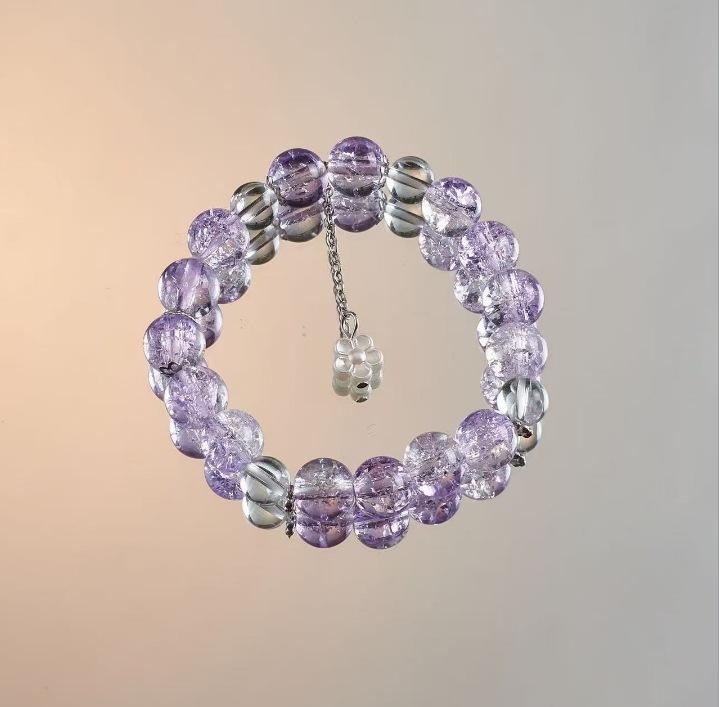 Bohemian Sweet  Beaded Bracelet for Women Girls Pink Color Imitation Jade Crystal Hand Jewelry Birthday Party Gifts