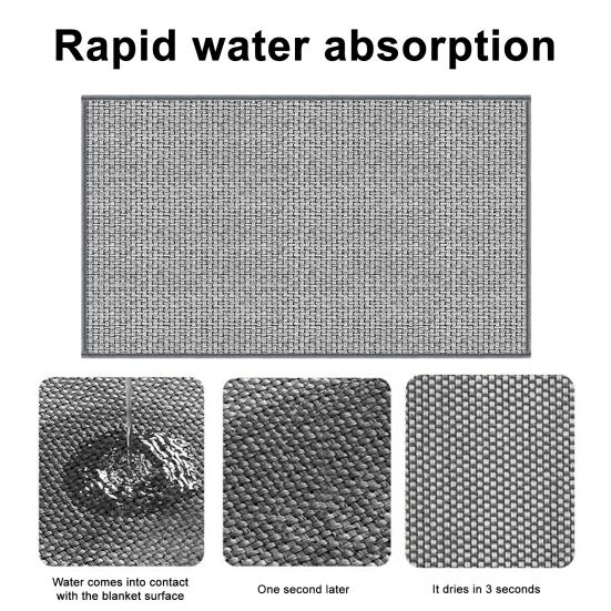 Floor Mat Anti-Slip Design Water Absorbent Quick Drying Bathroom Mat Durable Braided Texture Entryway Rug