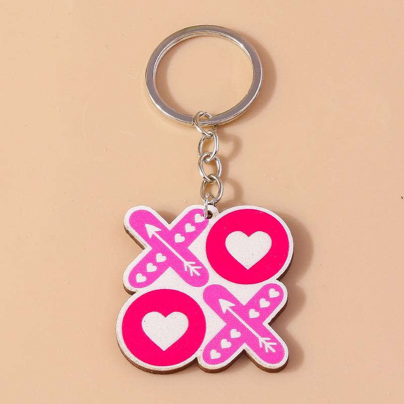 Romantic Wood Keychain Charms Love Heart Lip Keyrings Pendants for Women Girls Handbag Decor DIY Valentine's Day Key Chain Gifts