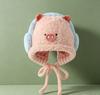 Cute cartoon children's ear protection knitted hat autumn and winter plush earphone plush hat for boys and girls