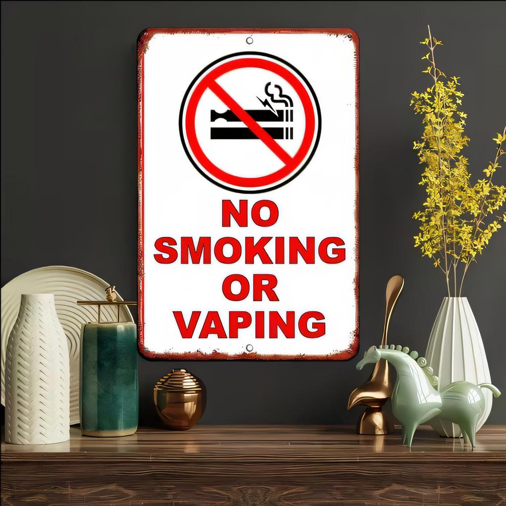 Blechschild Rauchverbot oder Vaping-Verbot Warnung Retro Metall Wandkunst Vintage Zigarettenverbot Schild für Bar Kneipe Restaurant Man Cave
