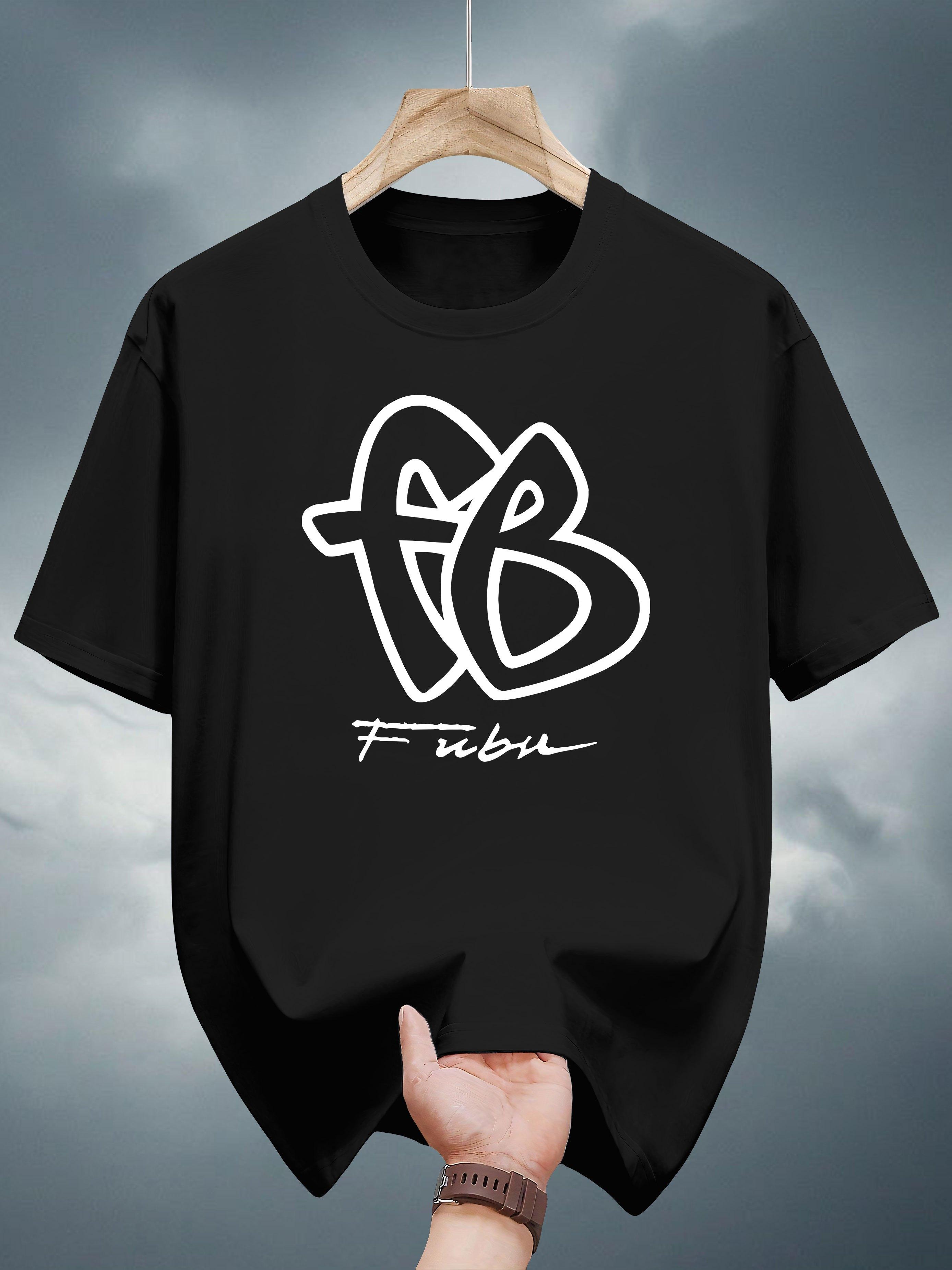 Casual Cotton T-shirt with FB Graphic Print - Black XXXL
