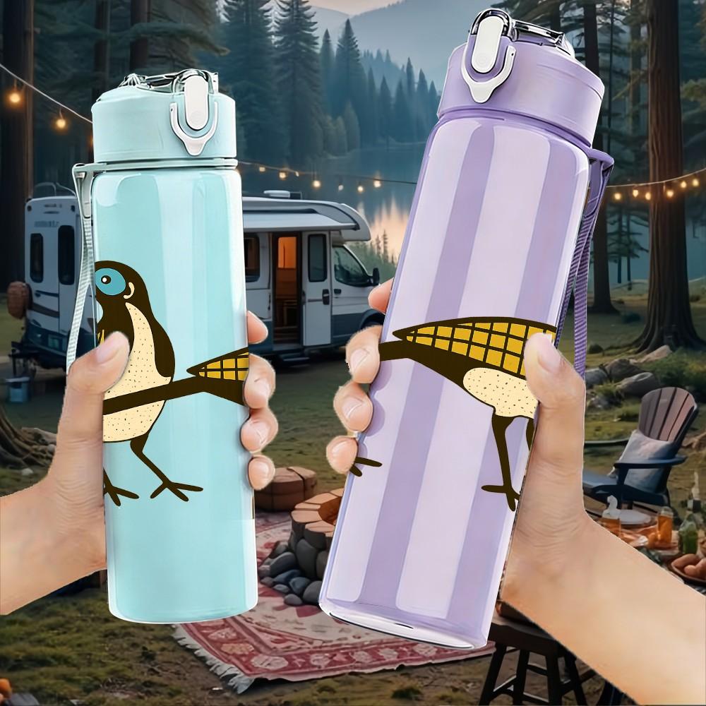1PC Twin Meadow Birds 750ml Color Plastic Sports Water Bottle Leakproof Flip Straw Lid Suitable for Sports Office Home Use