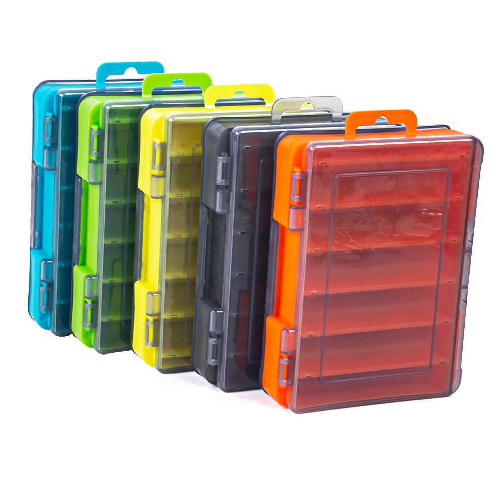 4*10*2.8CM Fishing Double Sided Thickened High Strength Fishing Box 14 Compartments Squid Bait Lure Hook Boxes Storage Fishing T