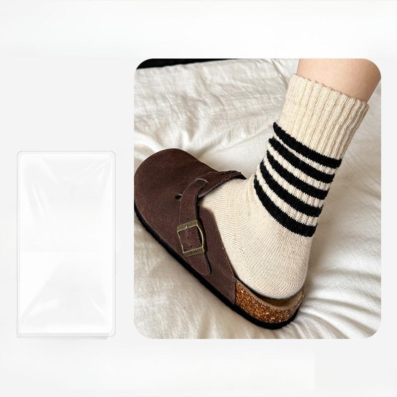 

Women s Autumn and Winter Thickened Warm Classic Striped Wool Mid Tube Socks 1 pair