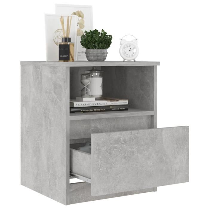 VidaXL Bedside Table Concrete Grey 40x40x50 Cm Chipboard