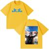 Hip Hop Fashion Tshirt Rapper JUL Fashion Print Tshirt Y2k Vintage Shortsleeved Casual Loose Oversized Streetwear Unisex