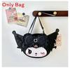 Girl Student Cartoon Kuromi My Melody Nylon Tote Bag With Zipper Closure For Casual Daily Use