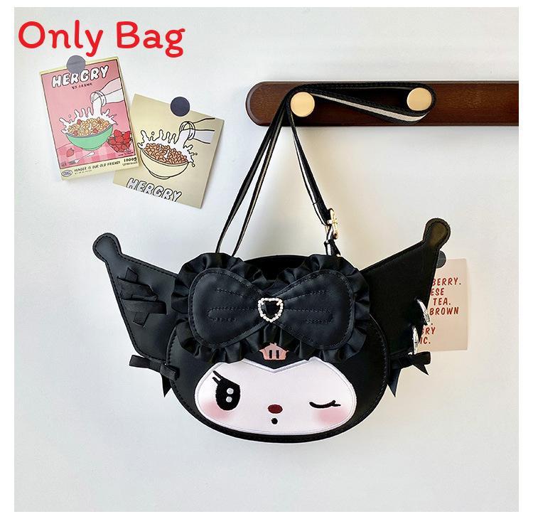 Girl Student Cartoon Kuromi My Melody Nylon Tote Bag With Zipper Closure For Casual Daily Use
