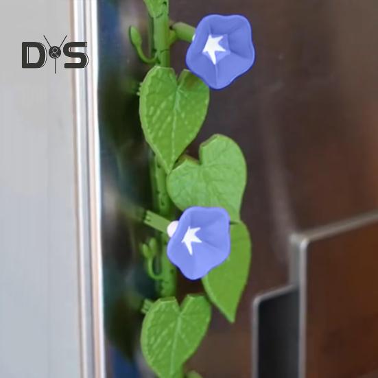 1/2/3/4Pcs Morning Glory Refrigerator Magnet with Articulating Stems Vine Flower Plants Fridge Magnet Home Office Kitchen Locker Decoration