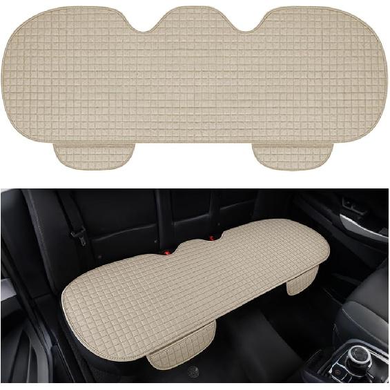Car Back Seat Cover, Breathable Waterproof Vehicle Rear Bench Protector with Storage Pocket, Comfortable Automotive Back Seat Cushion Pad, Universal бежевый