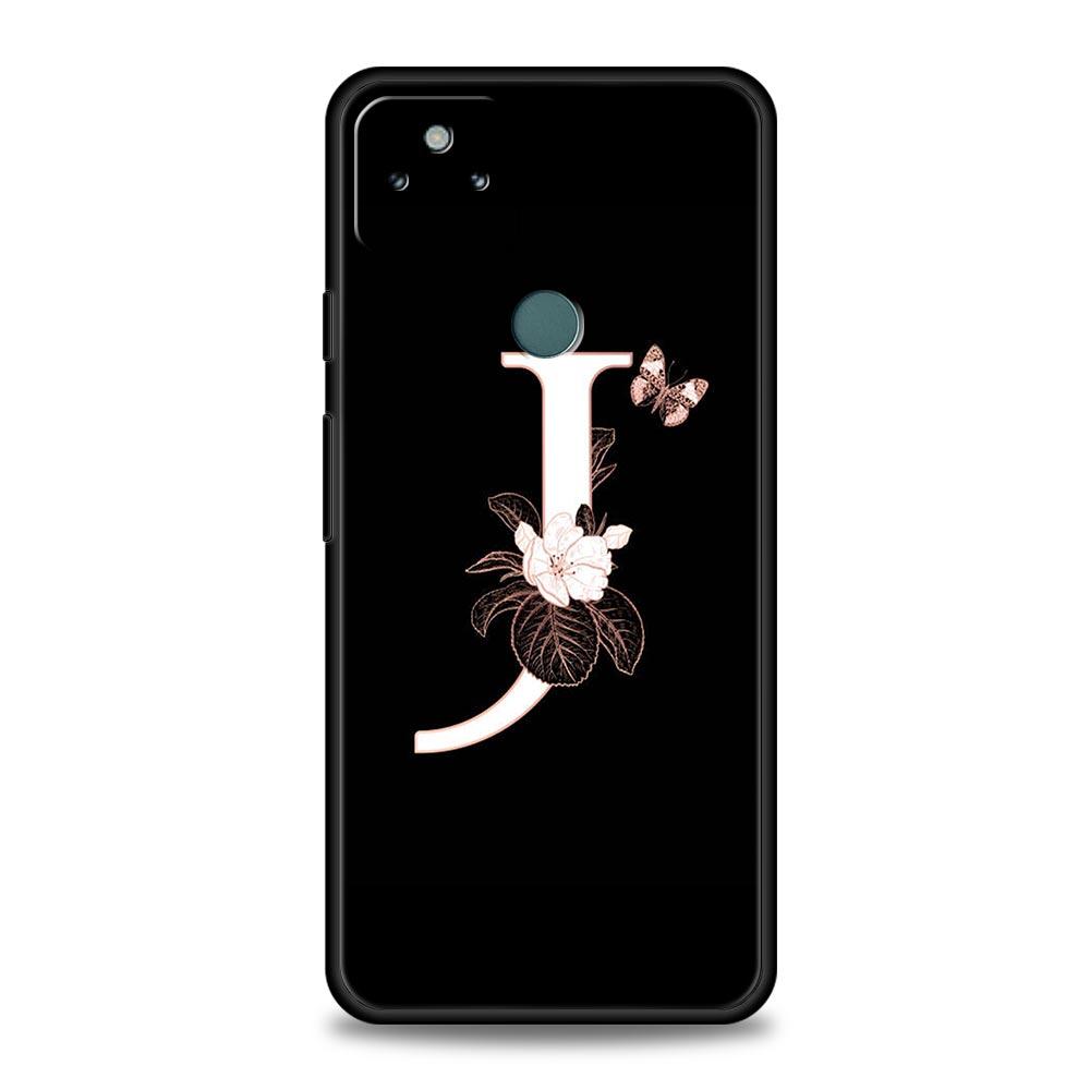 

Phone Case Cover for Google Pixel 10 9 8 7 6 7A 6A Pro Shockproof Soft TPU 10 9 Pro XL Shell Capas Fundas Flowers Initial Letter Pixel 6