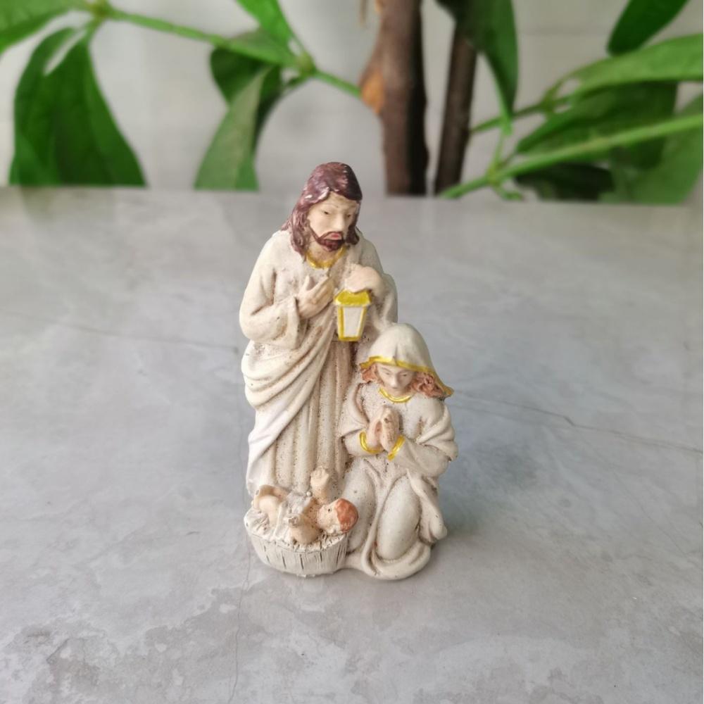 Nativity Scene Statue Tabletop Scenes Resin Holy Family Statue Catholic Figurine Handicrafts Sculpture Thanksgiving Decoration