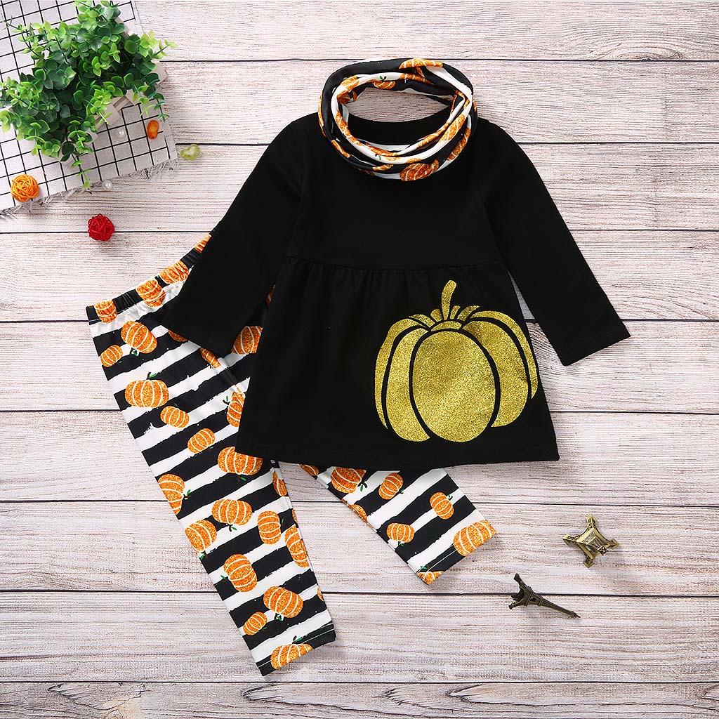 Buy Toddler Kids Baby Girls Pumpkin Dress Stripe Pants Halloween