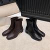 Small Square Head Thick Heel Silent Bottom Short Boots Women's Autumn New Inner Heightening Chel Boots High Heel French Martin Boots