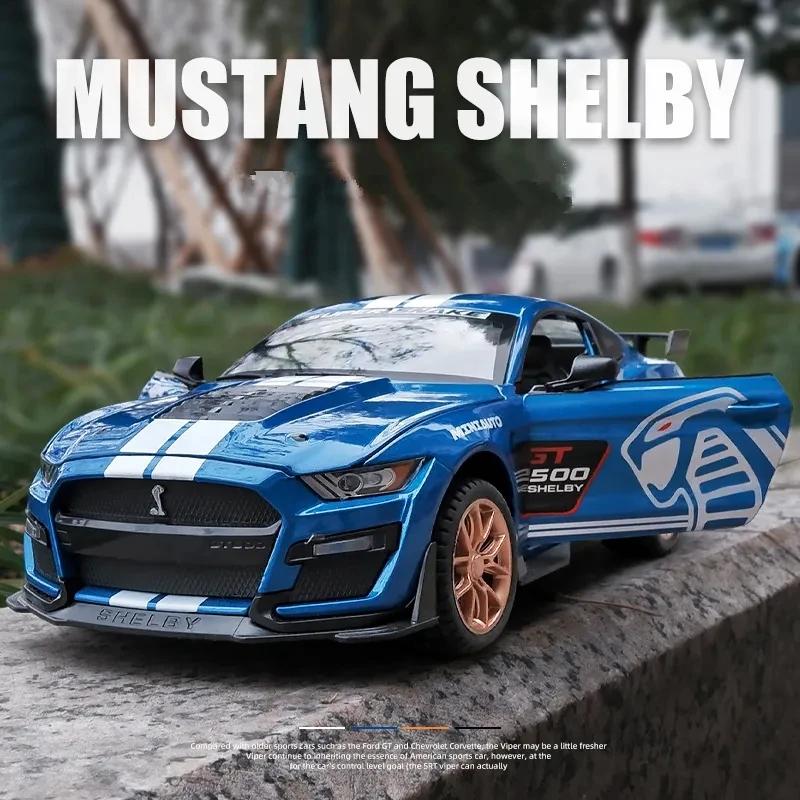 1/32 Ford Mustang Shelby GT500 Alloy Sports Car Simulation Model Diecast Metal Car Model Sound and Light Collection Toys Boys