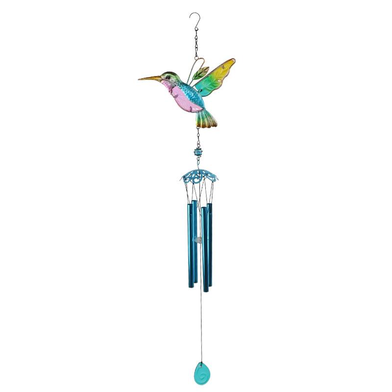 Metal Hummingbird Wind Chimes Home Creative Glass Painted Bells Hanging Decorations Window Door Decorations Garden Patio