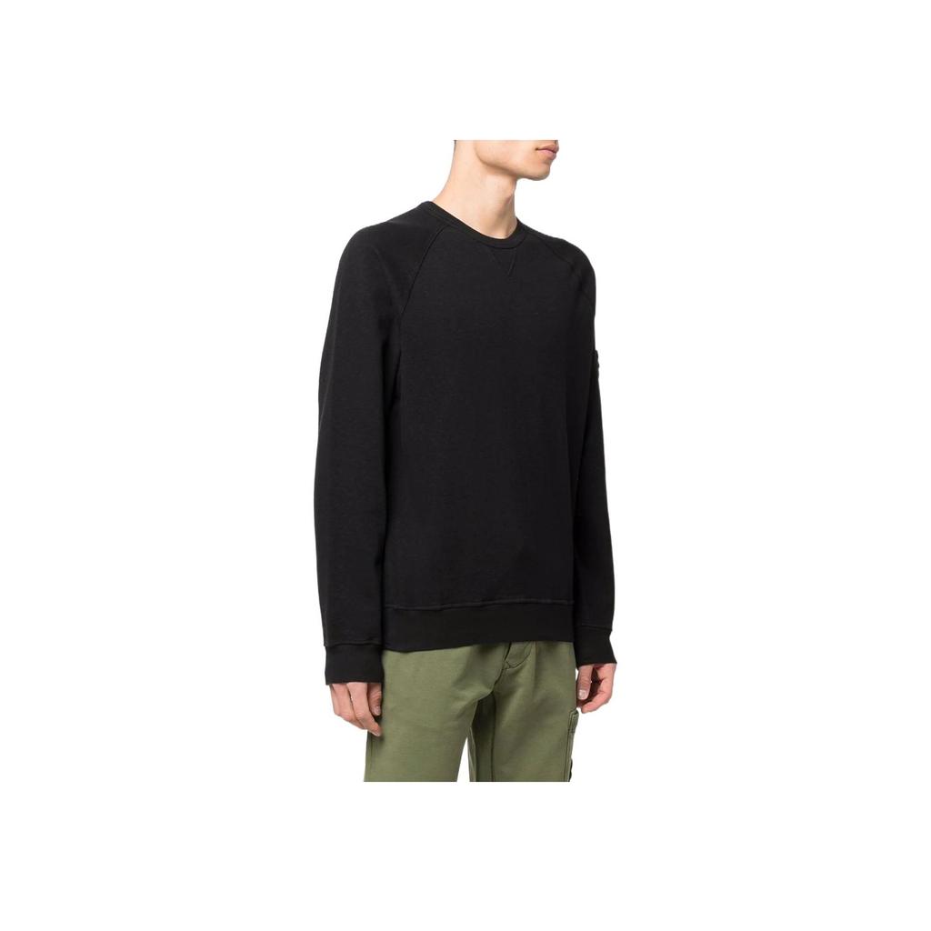 STONE ISLAND Ss22 Logo Pullover Long Sleeve Sweatshirt Men Sweatshirt Black 761566360-V0029