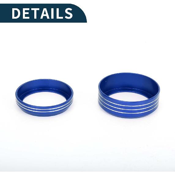 Media Volume Gear Shift Control Switch Knob Cover Ring for Ford Mach-E 2021-2024 Sturdy | Interior Decal Trim Blue 2 Pcs