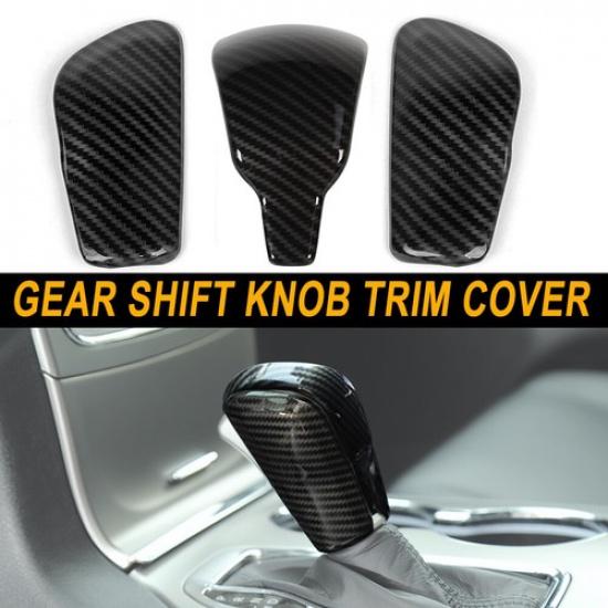 3pc Carbon Fiber Gear Shift Knob Trim Cover Bezels For Jeep Grand Cherokee 17+