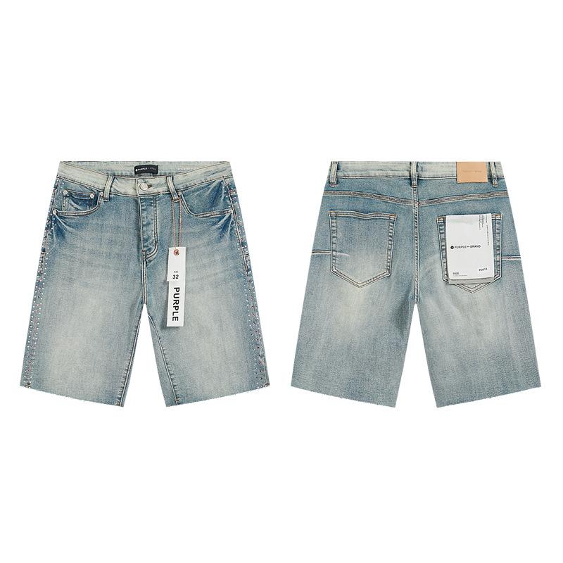 Cross-border Trendy Brand PURPLE BRAND JEANS European and American High Street Loose and Versatile Jeans Shorts Men's and Women's Tide