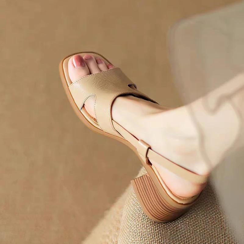 Fashion Chunky Sandals High Heels Women Shoes Summer Dress Walking Retro Slippers 2024 Fashion New Slingback Pumps Mujer Zapatos Slides
