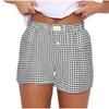 Women's High Waisted Casual Elastic Loose Retro Checkered Shorts