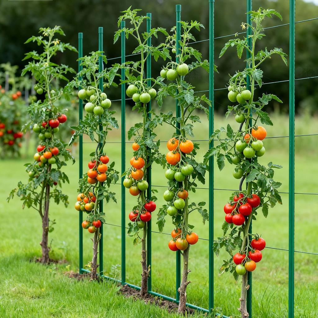 Garden Stakes, 25 Pack, 1800 Mm, Plastic Coated Metal Tomato Stakes, Garden Sticks for Plants Support, with Pointed End and Non-Slip Bumps for Growing
