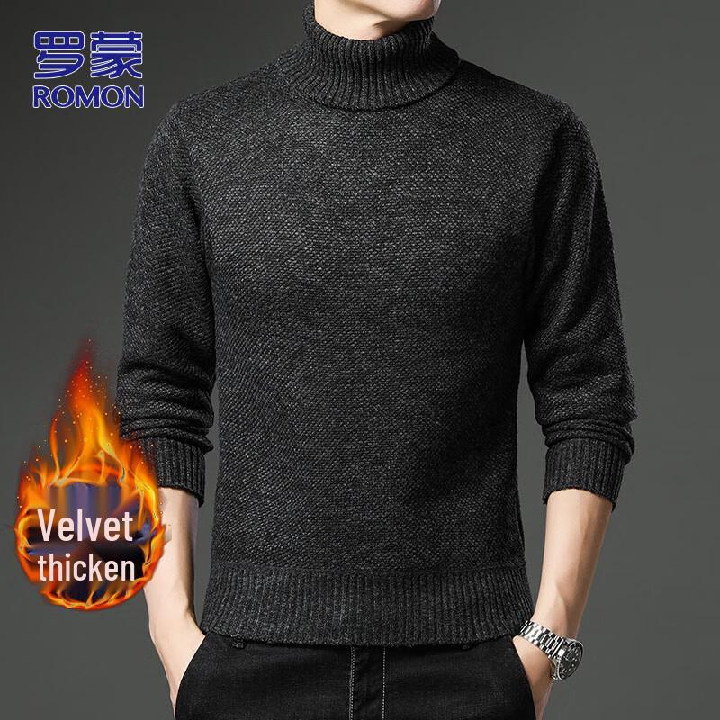 ROMON Men's Integrated Fleece Turtleneck Sweater