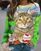 Autumn High Quality Women's Round Neck Long Sleeve 3D Printed Pet Cat Pattern Fashion Casual Women's Plus Size XXS-6XL