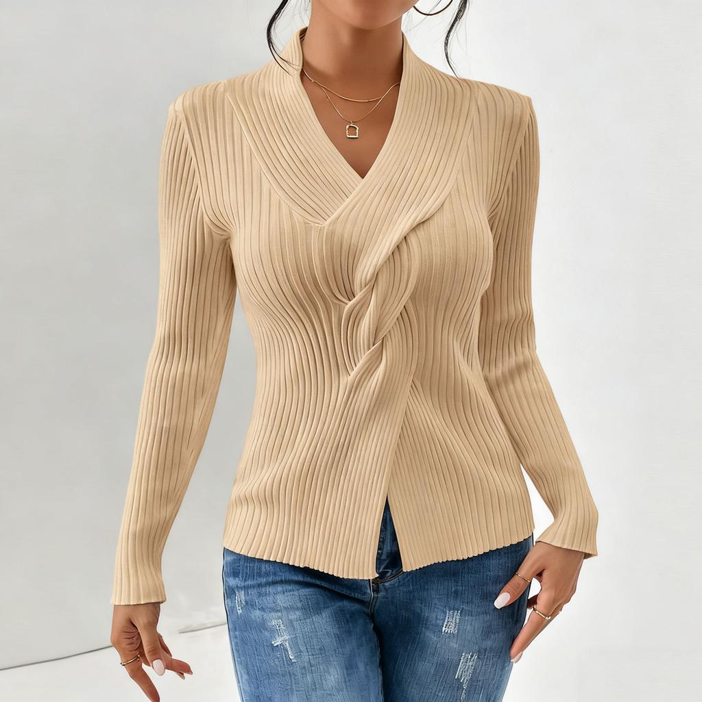 Women's Casual Round Neck Colorblock Pullover Sweater Loose Casual Long Sleeve Contrast Color Top