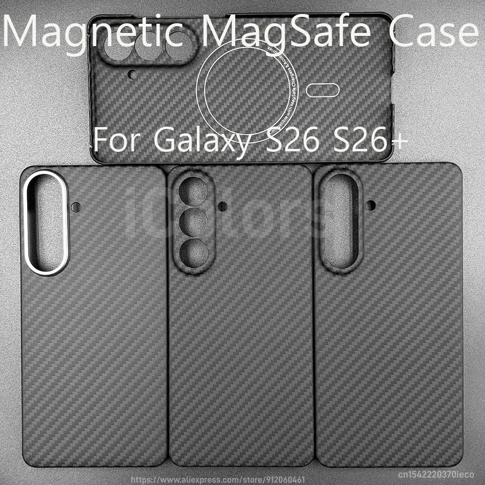 For Samsung Galaxy S26 Plus Magnetic Magsafe Case with Carbon Fiber Aramid Cover Ultra Slim Protective Cover Aramid Fiber Woven