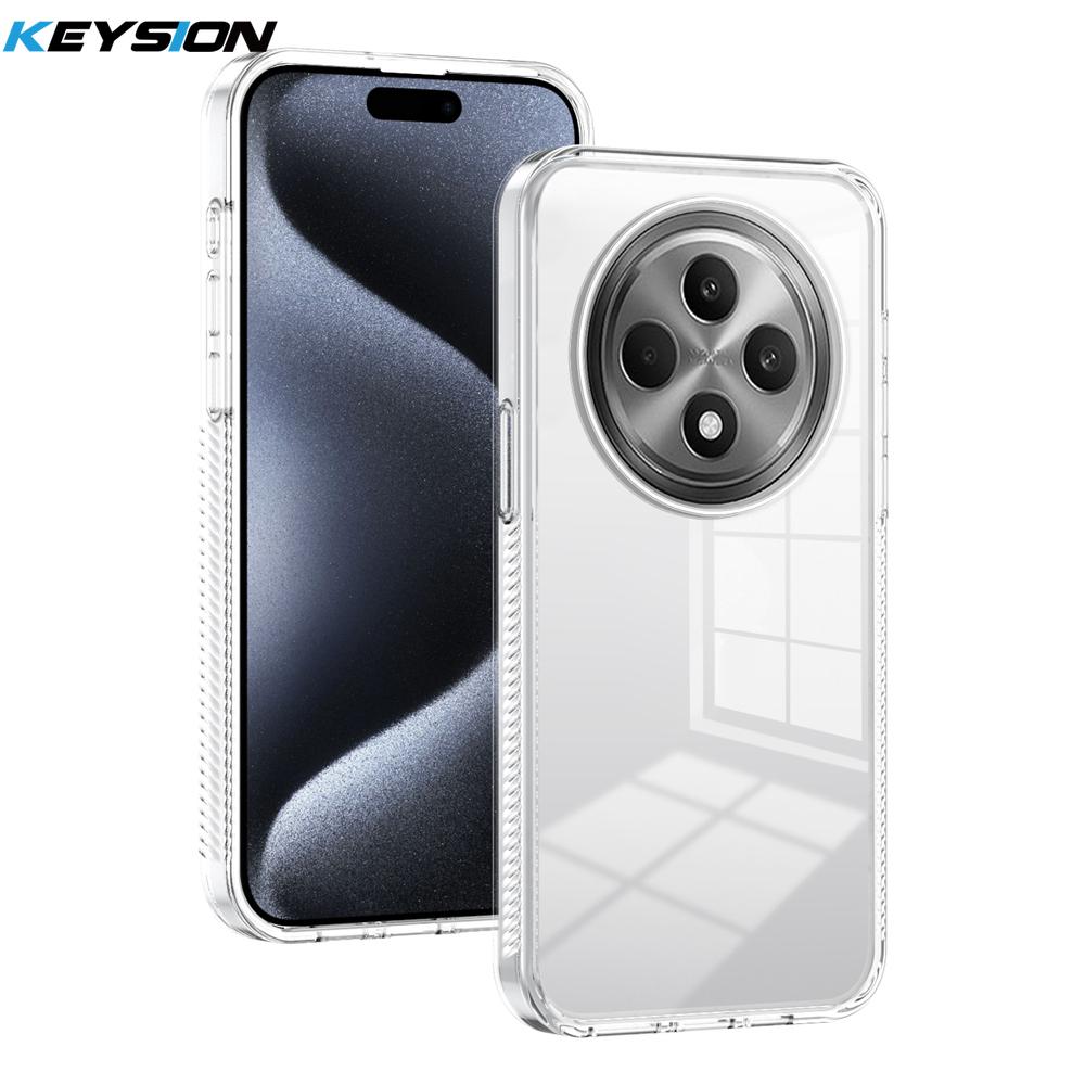 

KEYSION Прозрачный чехол для телефона OPPO Reno12 F 5G Мягкий ТПУ+ПК Нескользящий HD Прозрачный Ударопрочный Чехол для телефона для OPPO Reno 12F 5G for OPPO Reno12 F 5G чистый