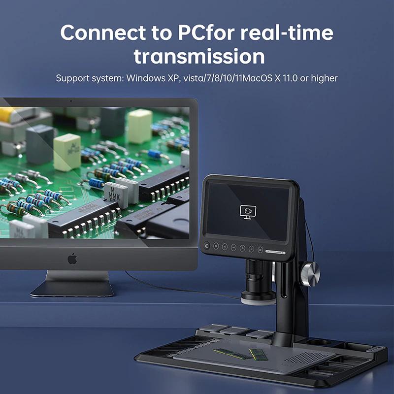 Digitální mikroskop s IPS 7" monitorem / 1600X zvětšení / dálkové ovládání / podsvícení / na opravu