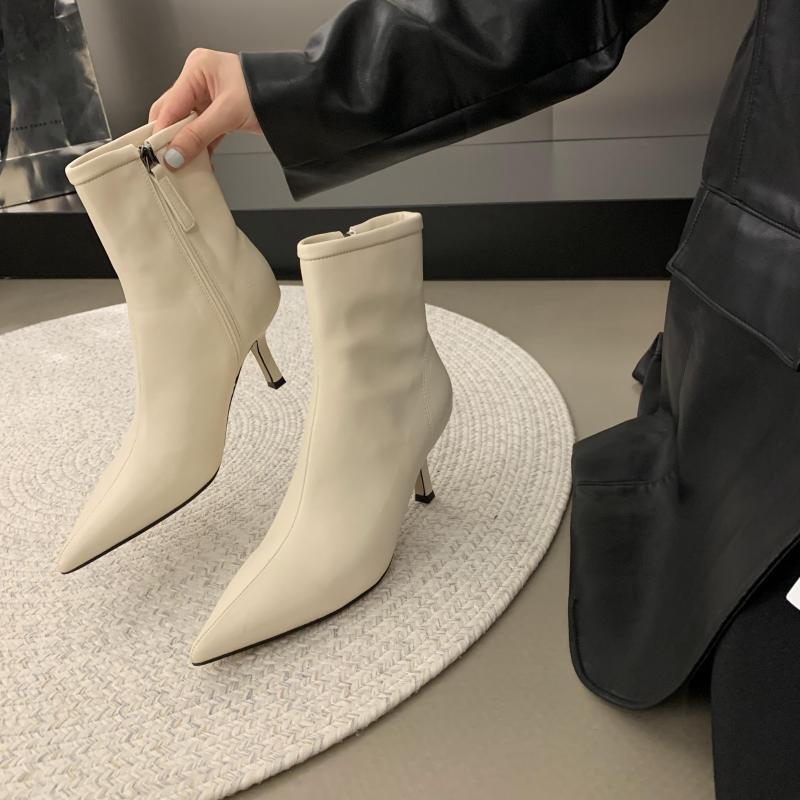 Fashion Autumn Fashion Thin Heel Slim Ankle Boot Women Pointed Toe Zipper Shoes Mordern Short Booties Zapatos De Mujer